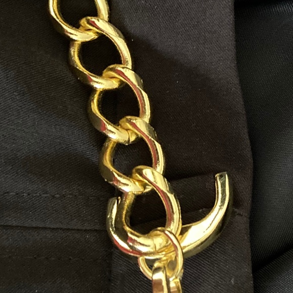 BLACK Mini Skirt with Gold Chain Accent - Picture 5 of 7